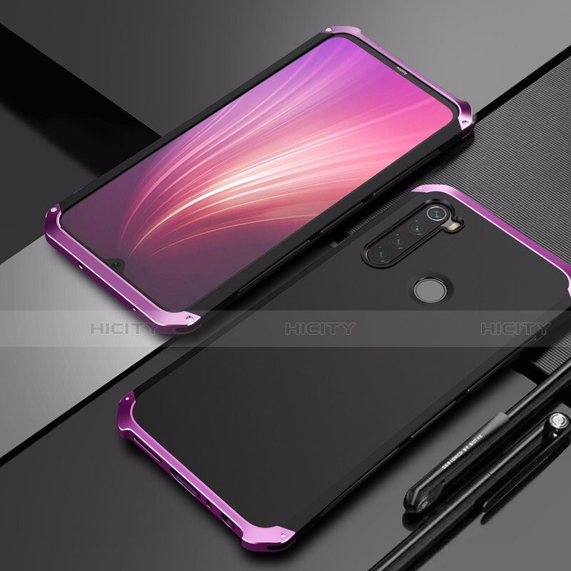 Coque Luxe Aluminum Metal Housse Etui pour Xiaomi Redmi Note 8T Violet Plus