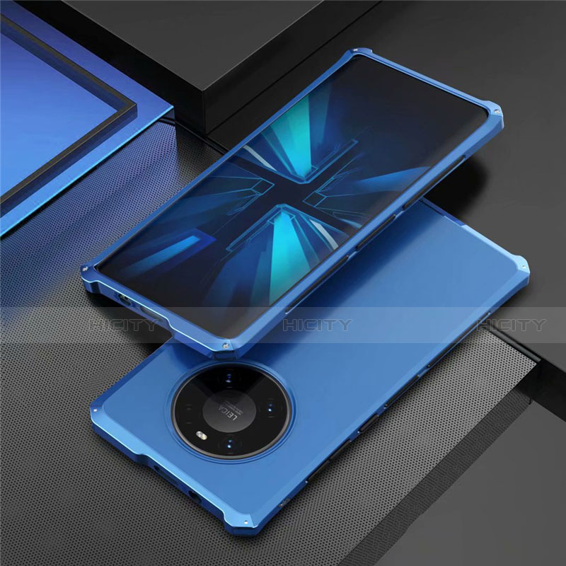 Coque Luxe Aluminum Metal Housse Etui T01 pour Huawei Mate 40 Pro Bleu Plus