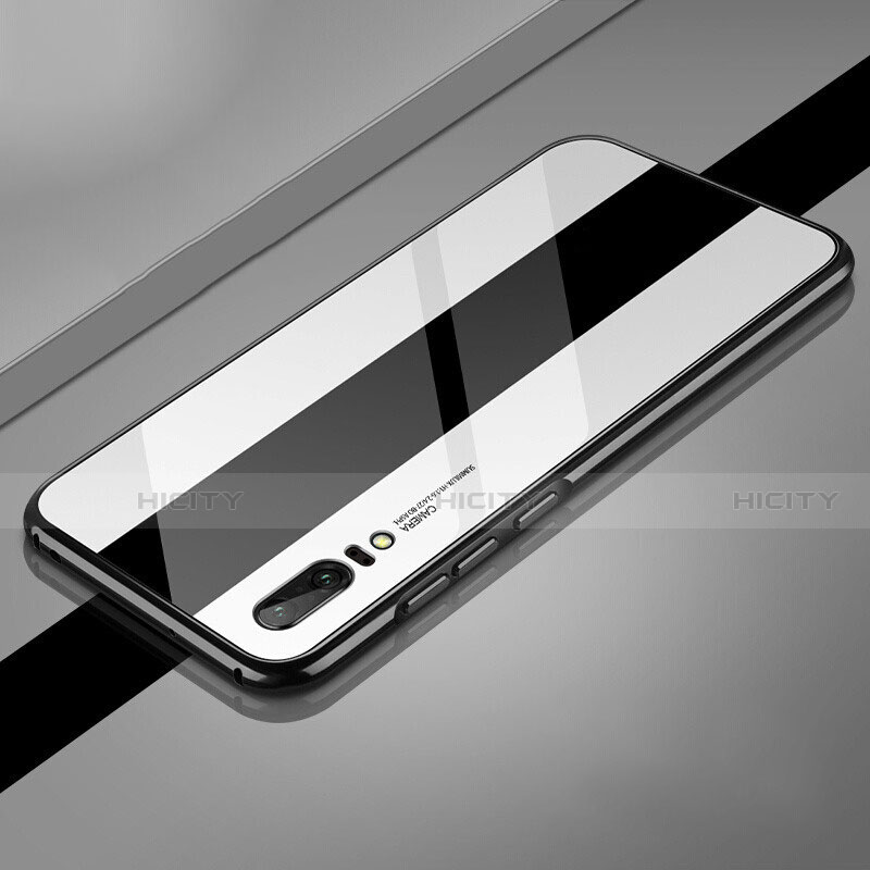 Coque Luxe Aluminum Metal Housse Etui T01 pour Huawei P20 Blanc Plus