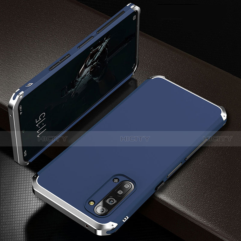 Coque Luxe Aluminum Metal Housse Etui T01 pour Oppo F15 Bleu Plus