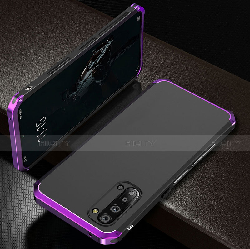 Coque Luxe Aluminum Metal Housse Etui T01 pour Oppo F15 Violet Plus