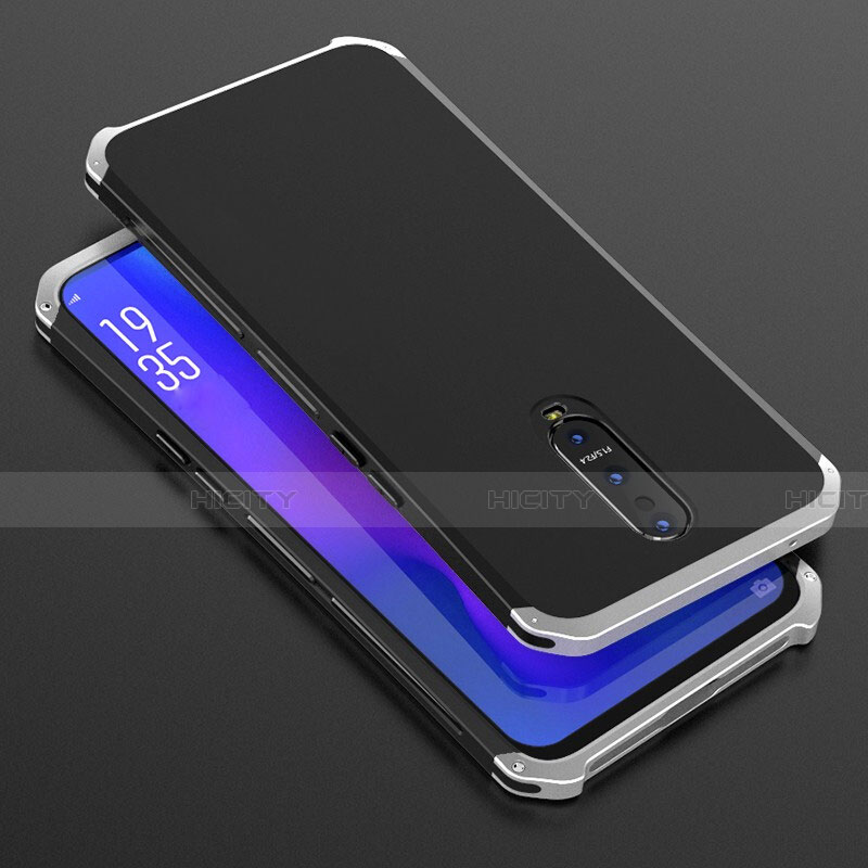 Coque Luxe Aluminum Metal Housse Etui T01 pour Oppo R17 Pro Argent et Noir Plus