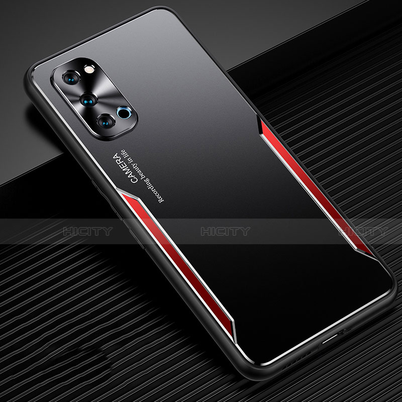 Coque Luxe Aluminum Metal Housse Etui T01 pour Oppo Reno4 Pro 5G Rouge Plus