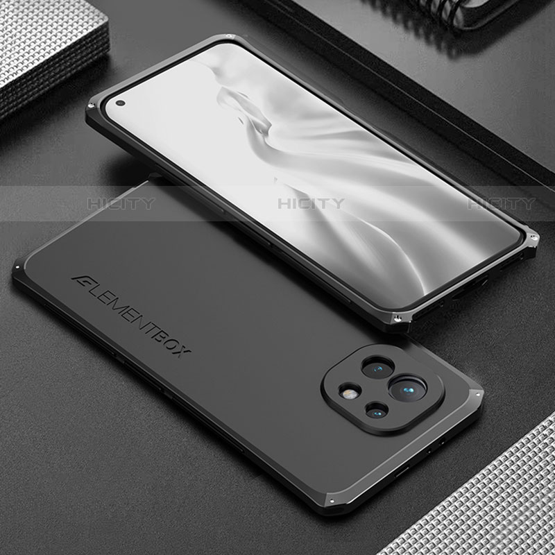 Coque Luxe Aluminum Metal Housse Etui T01 pour Xiaomi Mi 11 Lite 4G Noir Plus