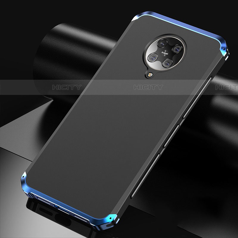 Coque Luxe Aluminum Metal Housse Etui T01 pour Xiaomi Poco F2 Pro Bleu et Noir Plus