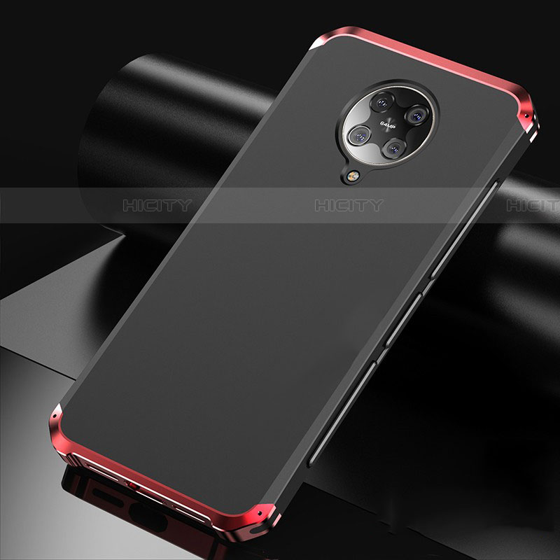 Coque Luxe Aluminum Metal Housse Etui T01 pour Xiaomi Poco F2 Pro Rouge et Noir Plus