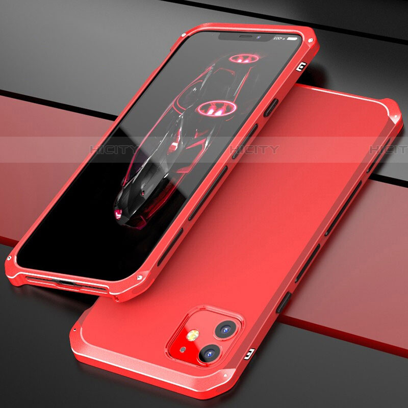 Coque Luxe Aluminum Metal Housse Etui T02 pour Apple iPhone 11 Rouge Plus