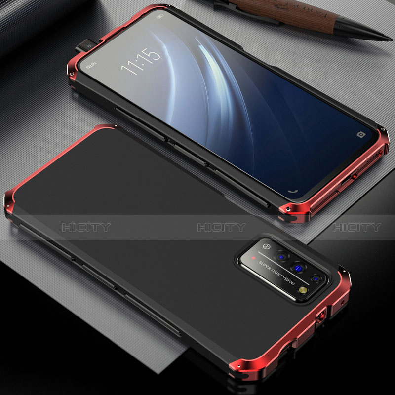 Coque Luxe Aluminum Metal Housse Etui T02 pour Huawei Honor X10 5G Rouge et Noir Plus