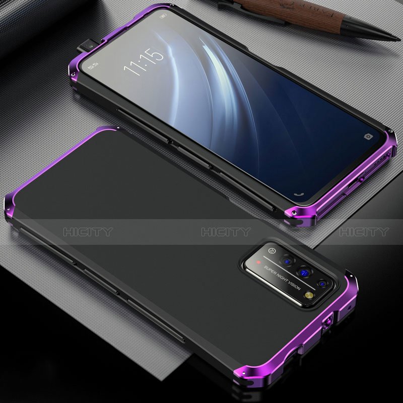 Coque Luxe Aluminum Metal Housse Etui T02 pour Huawei Honor X10 5G Violet Plus