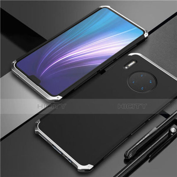 Coque Luxe Aluminum Metal Housse Etui T02 pour Huawei Mate 30 Pro Argent et Noir Plus