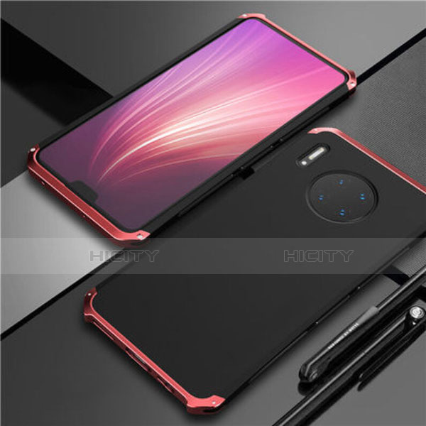 Coque Luxe Aluminum Metal Housse Etui T02 pour Huawei Mate 30 Pro Rouge et Noir Plus