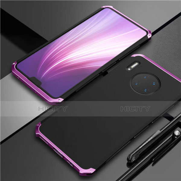 Coque Luxe Aluminum Metal Housse Etui T02 pour Huawei Mate 30 Pro Violet et Noir Plus