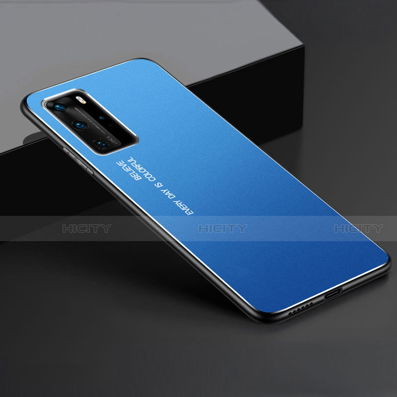 Coque Luxe Aluminum Metal Housse Etui T02 pour Huawei P40 Pro Bleu Plus