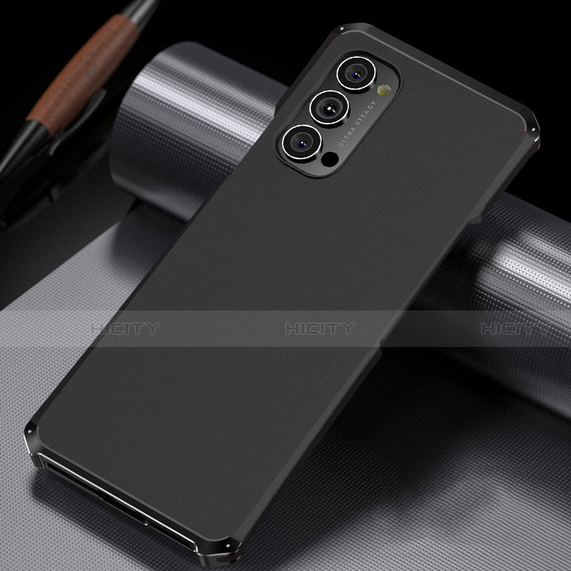 Coque Luxe Aluminum Metal Housse Etui T02 pour Oppo Reno4 Pro 5G Noir Plus