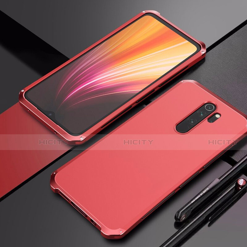 Coque Luxe Aluminum Metal Housse Etui T02 pour Xiaomi Redmi Note 8 Pro Rouge Plus