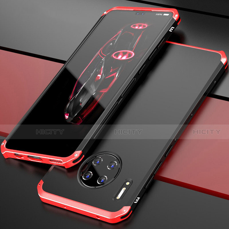 Coque Luxe Aluminum Metal Housse Etui T03 pour Huawei Mate 30 Pro Rouge et Noir Plus