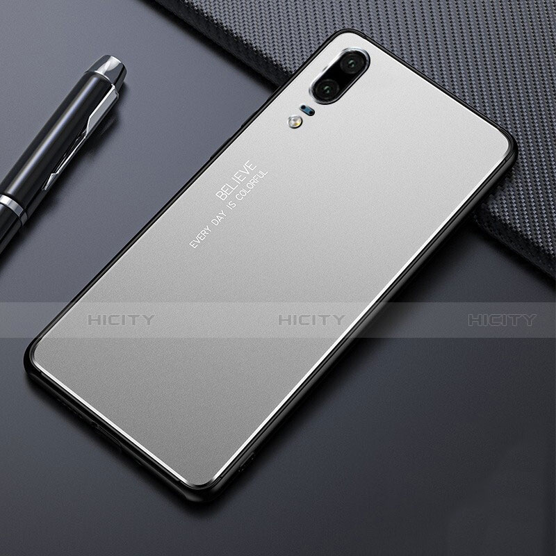 Coque Luxe Aluminum Metal Housse Etui T03 pour Huawei P20 Argent Plus