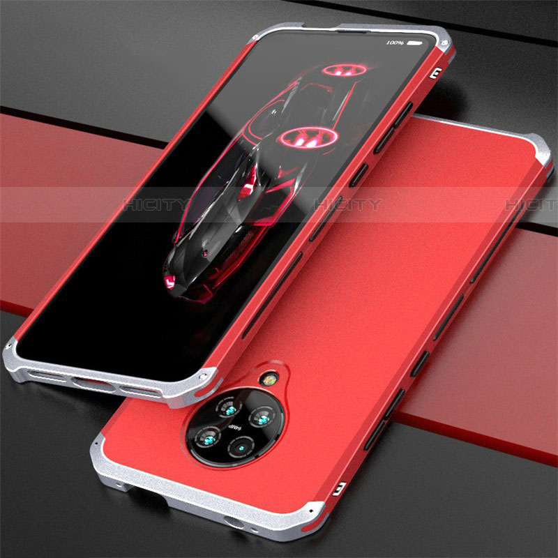 Coque Luxe Aluminum Metal Housse Etui T03 pour Xiaomi Poco F2 Pro Argent et Rouge Plus