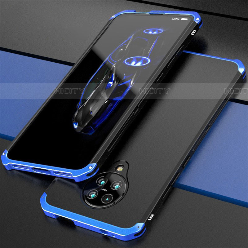 Coque Luxe Aluminum Metal Housse Etui T03 pour Xiaomi Poco F2 Pro Bleu et Noir Plus