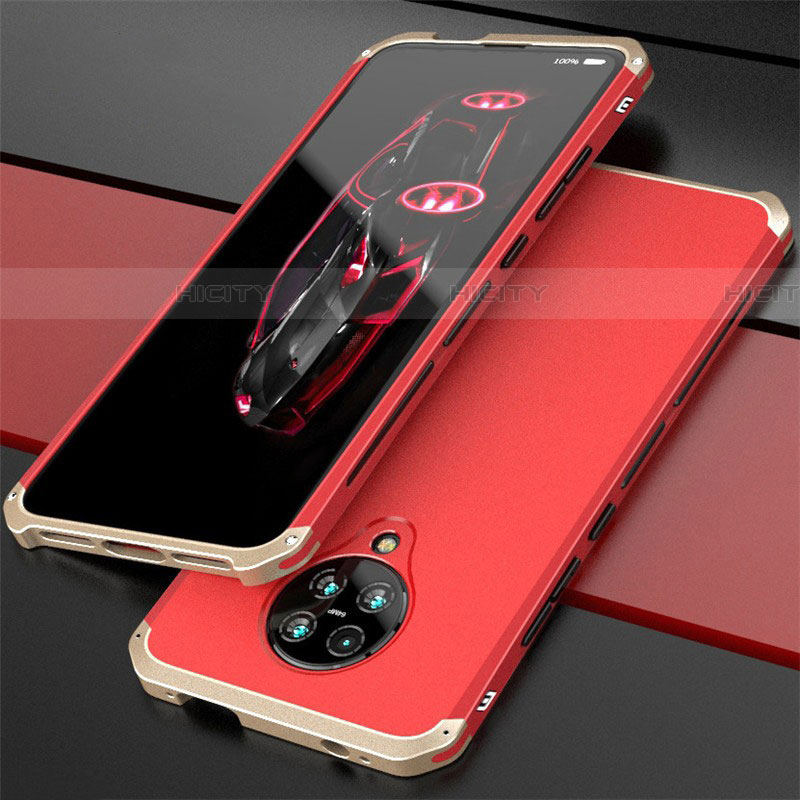 Coque Luxe Aluminum Metal Housse Etui T03 pour Xiaomi Redmi K30 Pro 5G Or et Rouge Plus