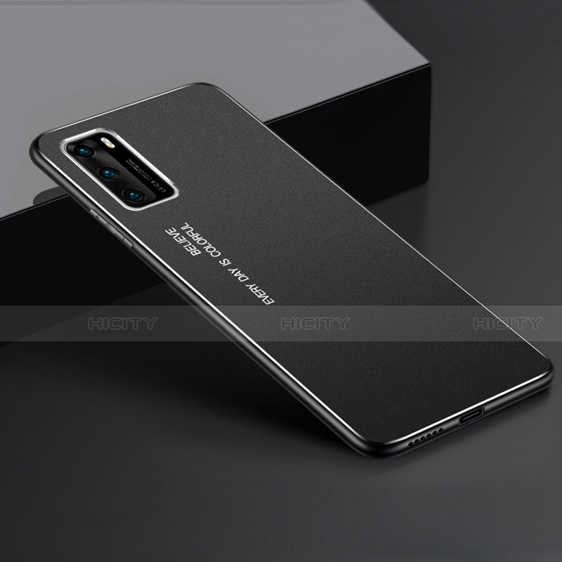 Coque Luxe Aluminum Metal Housse Etui T05 pour Huawei P40 Noir Plus