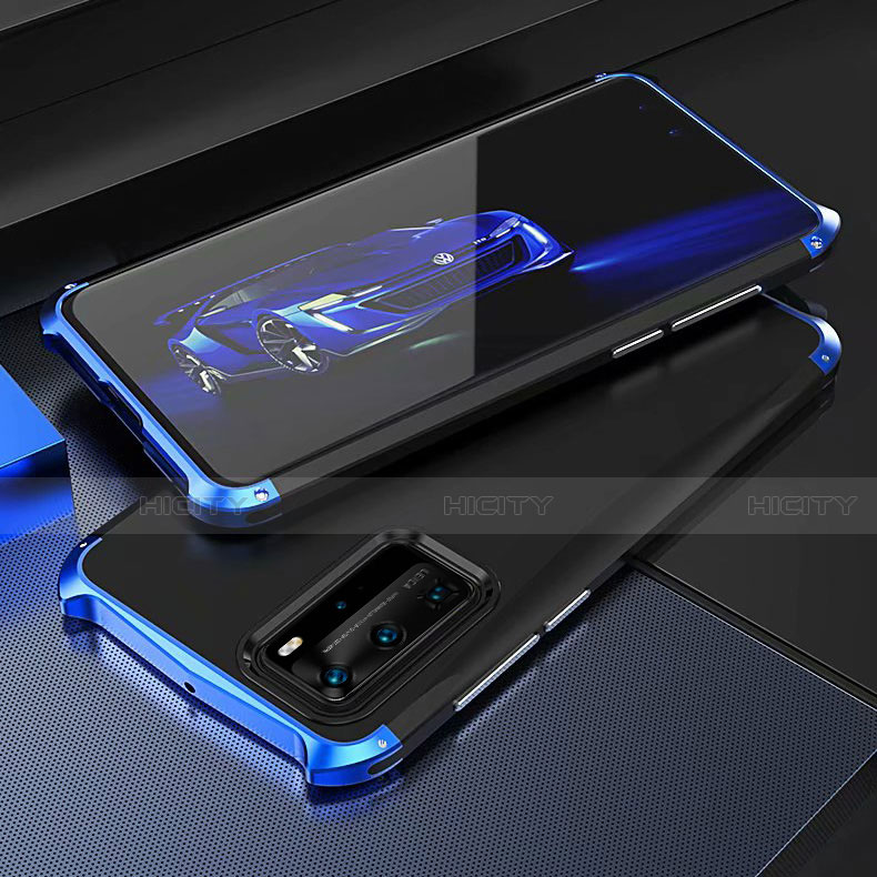 Coque Luxe Aluminum Metal Housse Etui T05 pour Huawei P40 Pro Bleu Plus