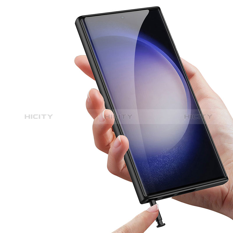 Coque Luxe Cuir et Plastique Housse Etui Mat AC3 pour Samsung Galaxy S22 Ultra 5G Noir Plus