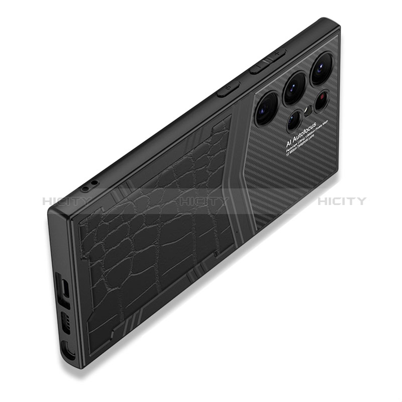Coque Luxe Cuir et Plastique Housse Etui Mat AC3 pour Samsung Galaxy S22 Ultra 5G Noir Plus