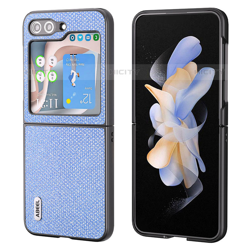 Coque Luxe Cuir et Plastique Housse Etui Mat AD1 pour Samsung Galaxy Z Flip5 5G Bleu Plus