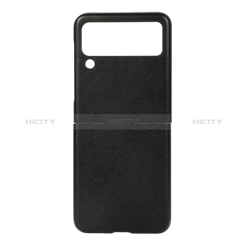 Coque Luxe Cuir et Plastique Housse Etui Mat B01 pour Samsung Galaxy Z Flip3 5G Noir Plus