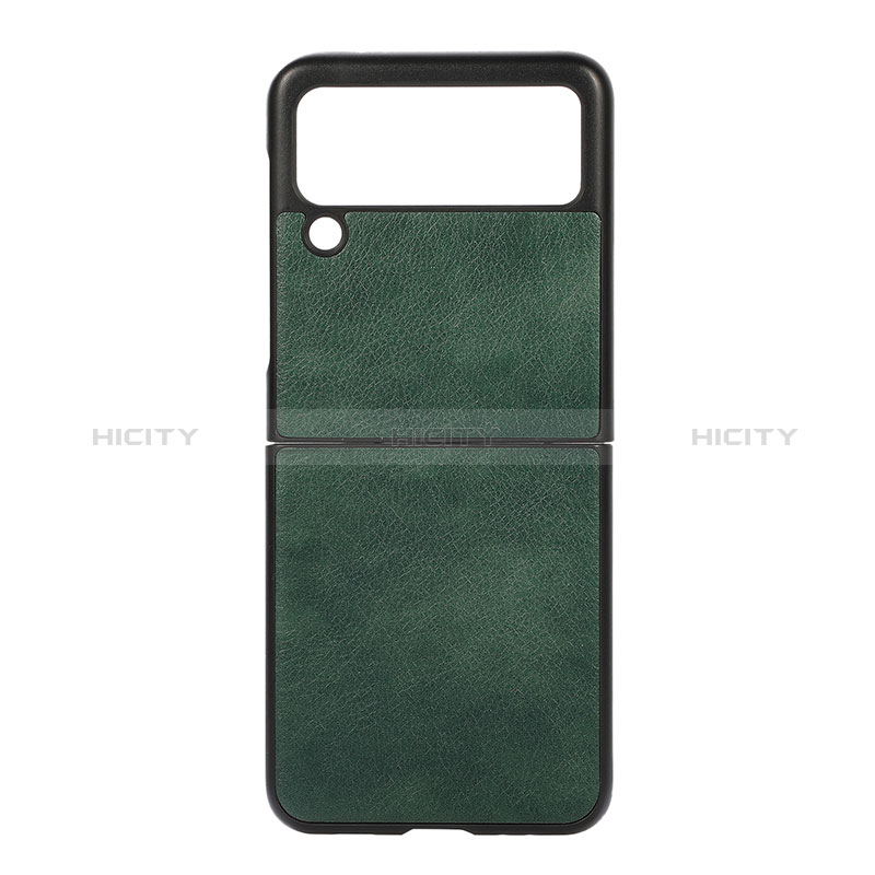 Coque Luxe Cuir et Plastique Housse Etui Mat B01 pour Samsung Galaxy Z Flip3 5G Vert Plus