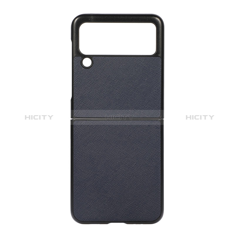 Coque Luxe Cuir et Plastique Housse Etui Mat B02 pour Samsung Galaxy Z Flip3 5G Bleu Plus