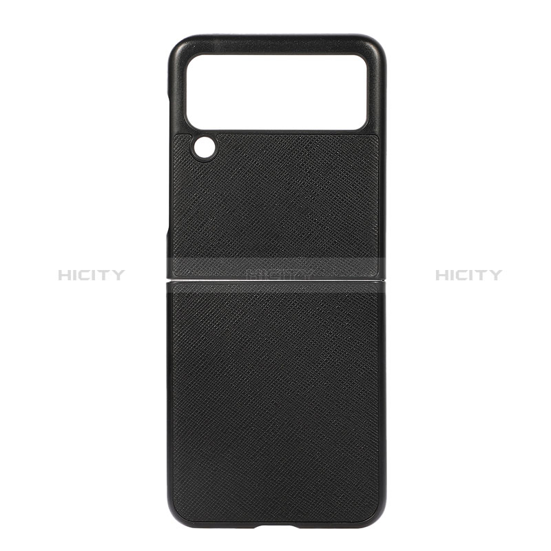 Coque Luxe Cuir et Plastique Housse Etui Mat B02 pour Samsung Galaxy Z Flip3 5G Noir Plus