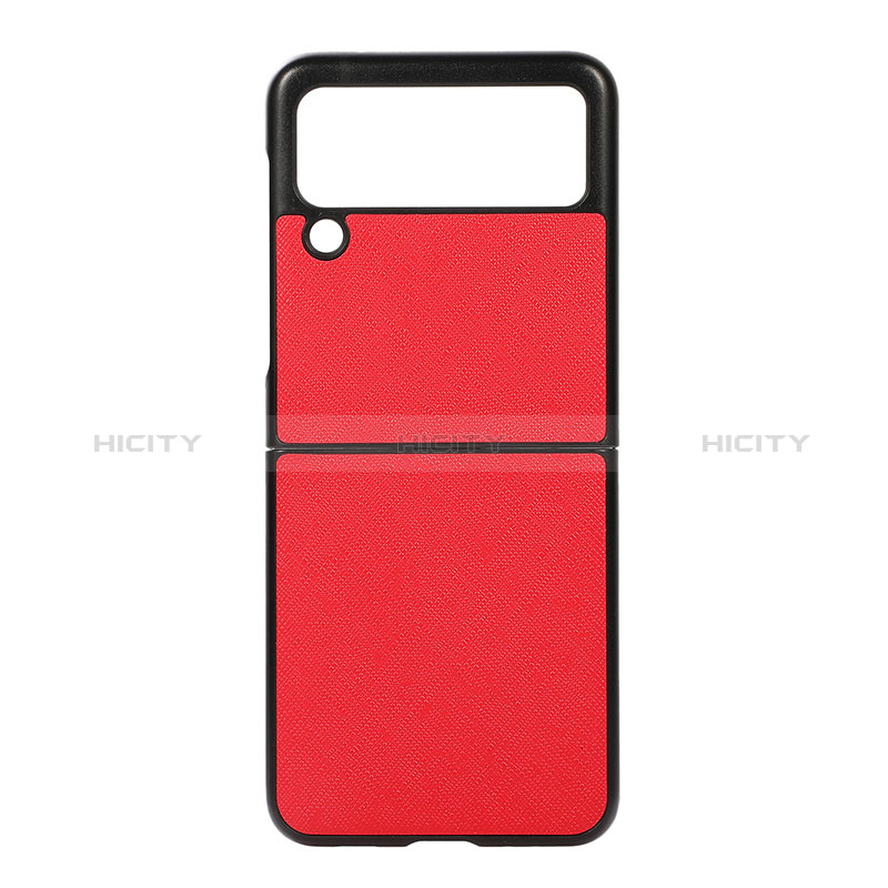 Coque Luxe Cuir et Plastique Housse Etui Mat B02 pour Samsung Galaxy Z Flip3 5G Rouge Plus