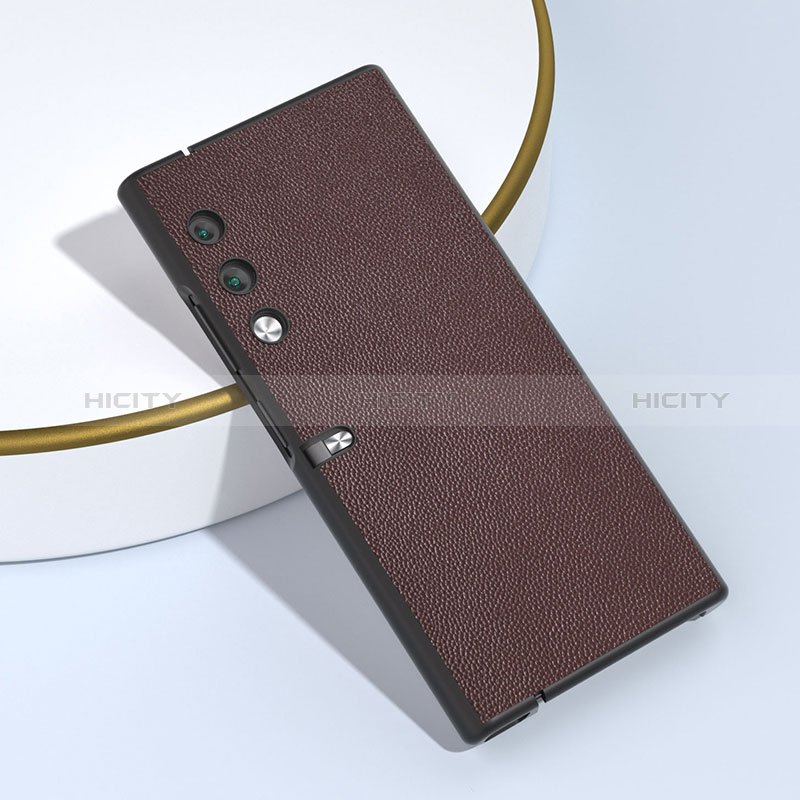 Coque Luxe Cuir et Plastique Housse Etui Mat B02H pour Huawei Honor V Purse 5G Marron Plus