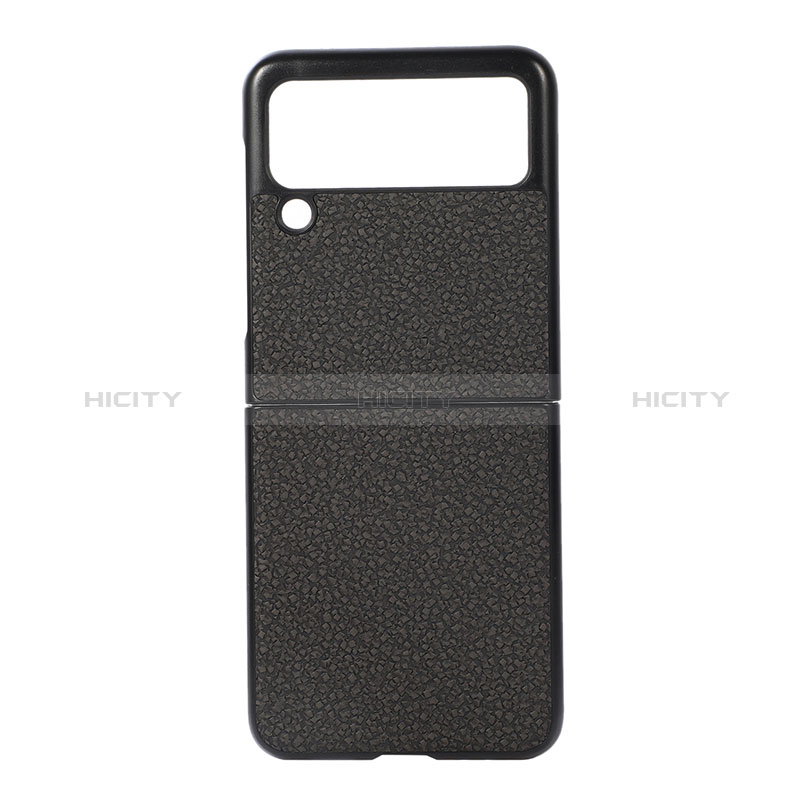 Coque Luxe Cuir et Plastique Housse Etui Mat B03 pour Samsung Galaxy Z Flip3 5G Noir Plus