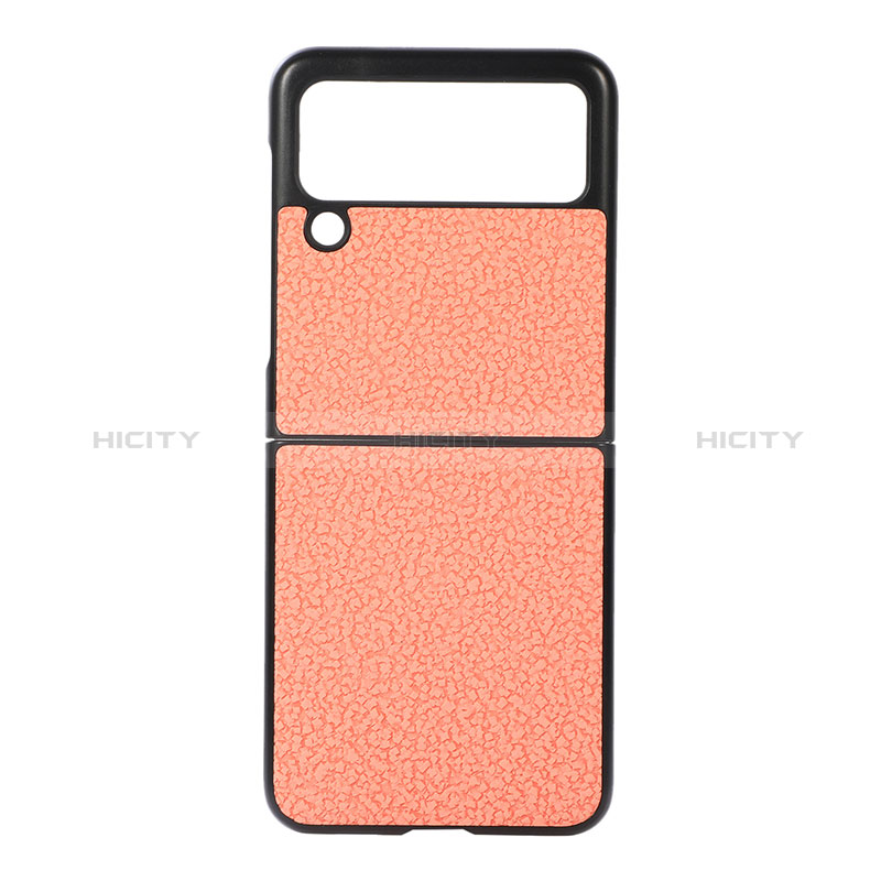 Coque Luxe Cuir et Plastique Housse Etui Mat B03 pour Samsung Galaxy Z Flip3 5G Orange Plus