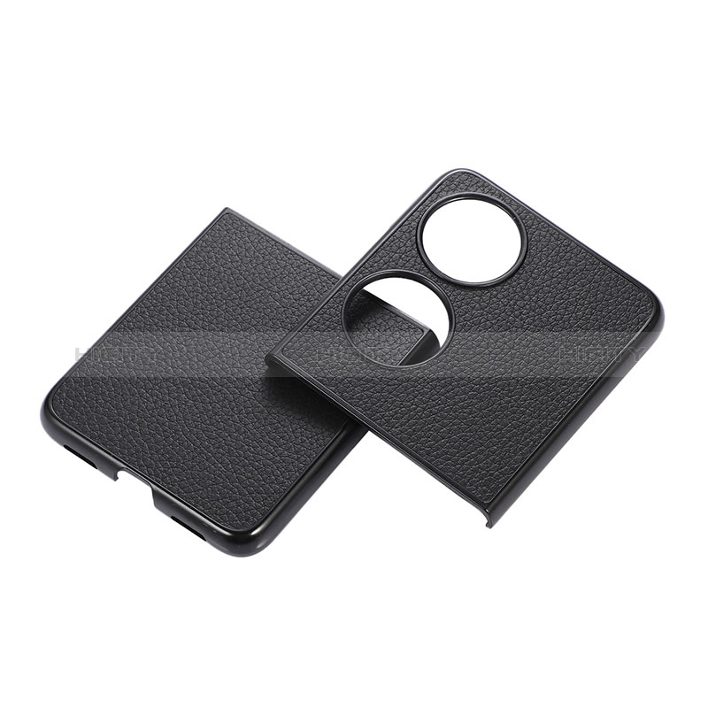 Coque Luxe Cuir et Plastique Housse Etui Mat B04H pour Huawei P60 Pocket Noir Plus