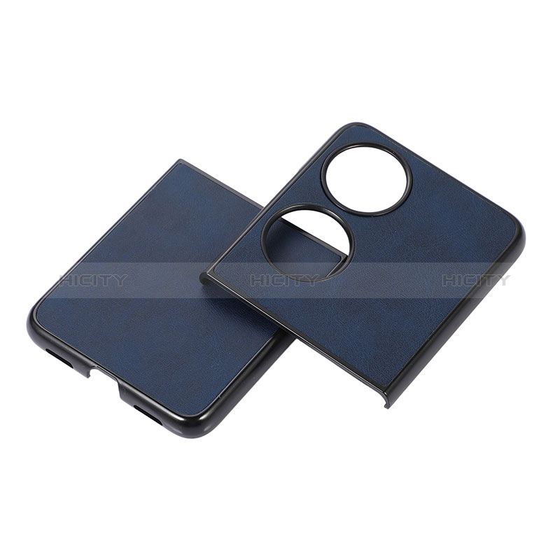 Coque Luxe Cuir et Plastique Housse Etui Mat B05H pour Huawei P50 Pocket Bleu Plus