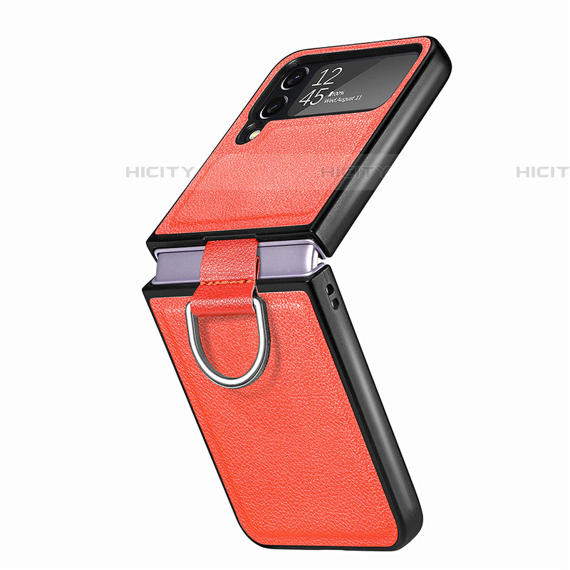 Coque Luxe Cuir et Plastique Housse Etui Mat B06 pour Samsung Galaxy Z Flip4 5G Orange Plus