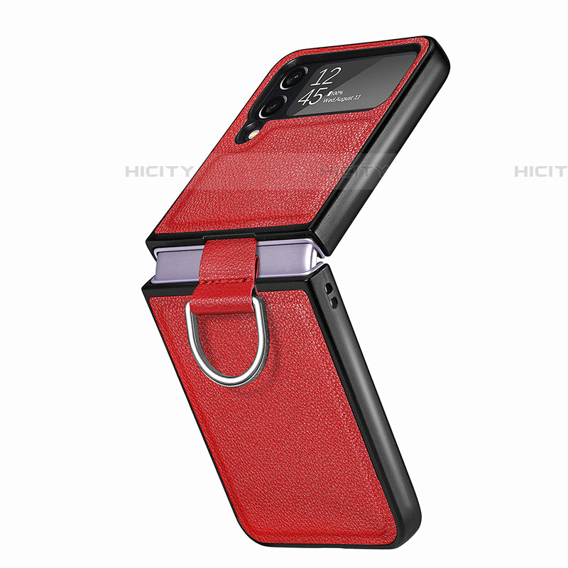 Coque Luxe Cuir et Plastique Housse Etui Mat B06 pour Samsung Galaxy Z Flip4 5G Rouge Plus