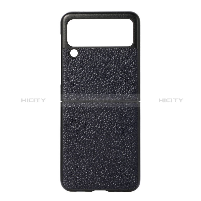 Coque Luxe Cuir et Plastique Housse Etui Mat B07 pour Samsung Galaxy Z Flip3 5G Bleu Plus