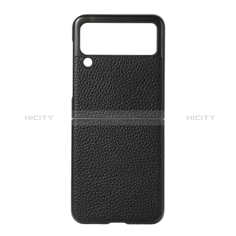 Coque Luxe Cuir et Plastique Housse Etui Mat B07 pour Samsung Galaxy Z Flip3 5G Noir Plus