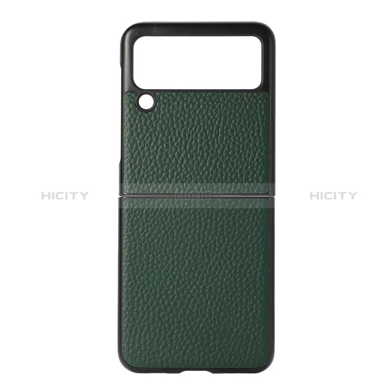 Coque Luxe Cuir et Plastique Housse Etui Mat B07 pour Samsung Galaxy Z Flip3 5G Vert Plus