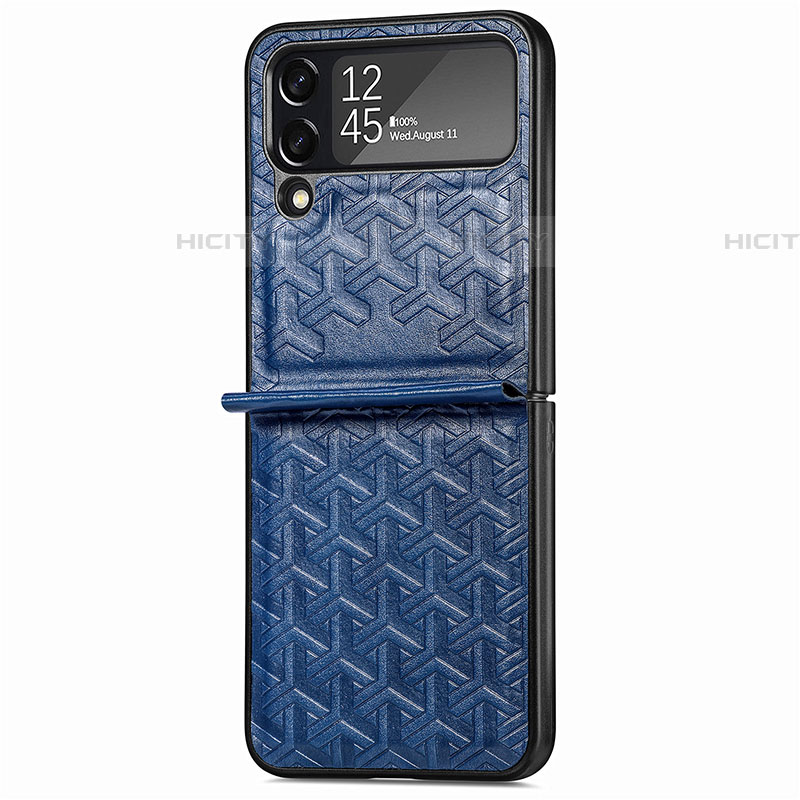 Coque Luxe Cuir et Plastique Housse Etui Mat B07 pour Samsung Galaxy Z Flip4 5G Bleu Plus