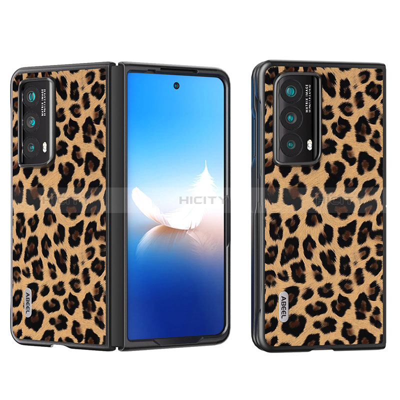 Coque Luxe Cuir et Plastique Housse Etui Mat B08H pour Huawei Honor Magic Vs2 5G Brun Clair Plus