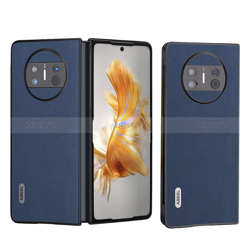 Coque Luxe Cuir et Plastique Housse Etui Mat B08H pour Huawei Mate X3 Bleu Plus