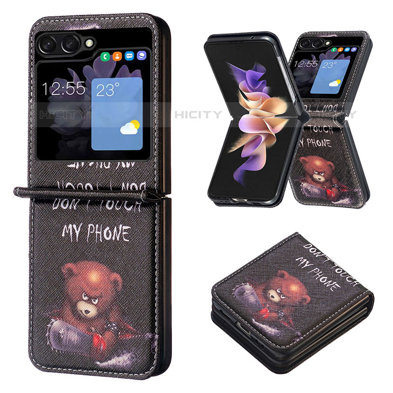 Coque Luxe Cuir et Plastique Housse Etui Mat BF1 pour Samsung Galaxy Z Flip5 5G Plus