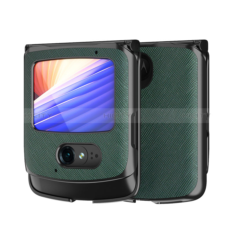 Coque Luxe Cuir et Plastique Housse Etui Mat BH1 pour Motorola Moto RAZR (2022) 5G Vert Plus