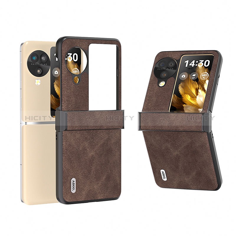 Coque Luxe Cuir et Plastique Housse Etui Mat BH1 pour Oppo Find N3 Flip 5G Marron Plus